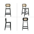 thumbnail image 6 of Dayalane Rattan Counter Height Bar Stools Set of 2, 26" Mid Century Modern Wood Farmhouse Barstools with Footrest, PU Upholstered Kitchen Island Chairs for Pub Restaurant, White, 6 of 9