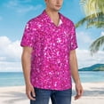thumbnail image 3 of Honeii Rose Red Glitter Print Men’s Hawaiian Shirt,Classic Button-Down Short Sleeve Shirt, for Beach, Vacation, and Outdoor Activities,Medium, 3 of 7