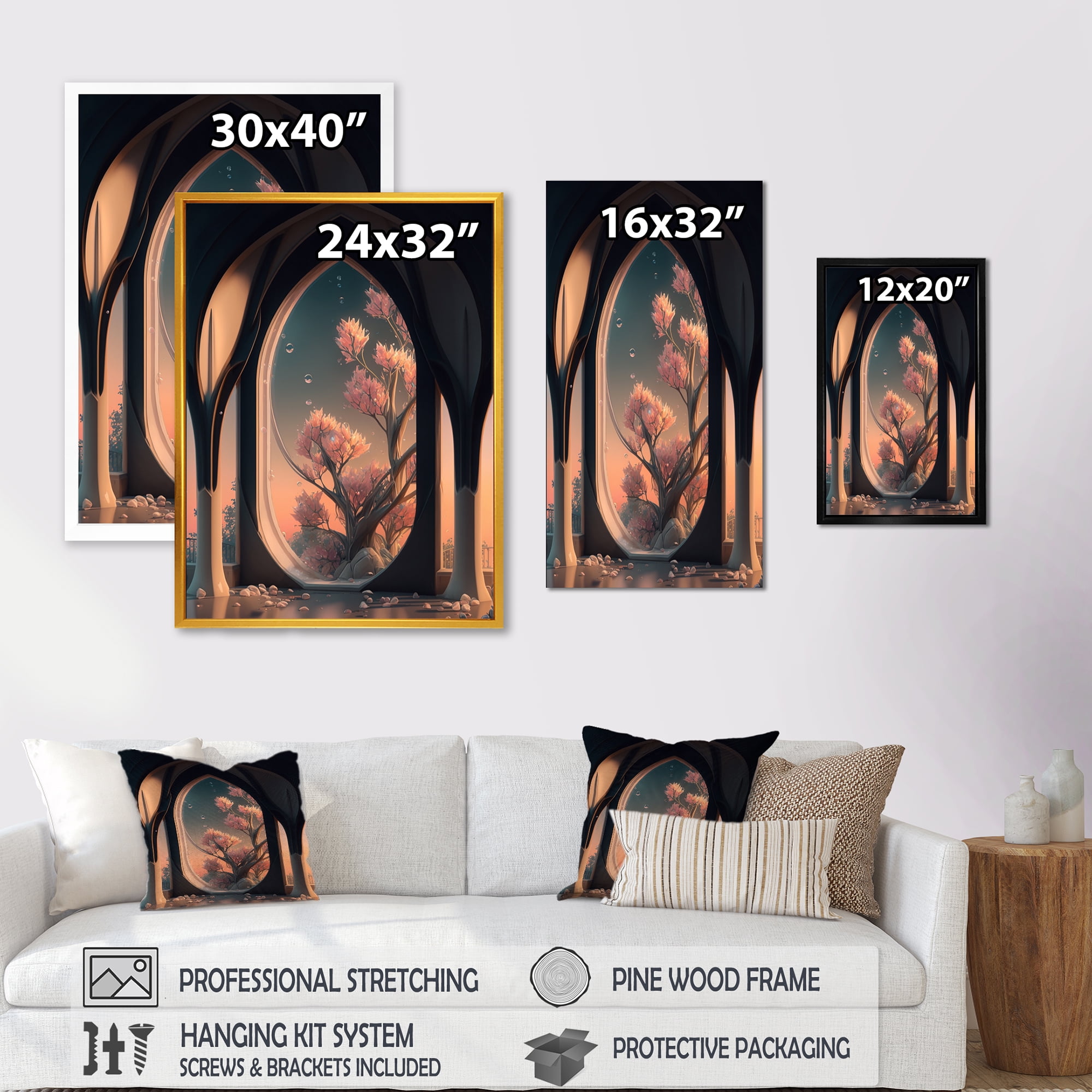 Designart Futristic Architecture With Flowers I Canvas Wall Art