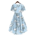 thumbnail image 6 of Ruimatai Women's V-Neck Abstract Print Short Sleeve Belted High-Low Wrap Waist Midi Dresses for Women Summer Casual & Vacation Wear, 6 of 7