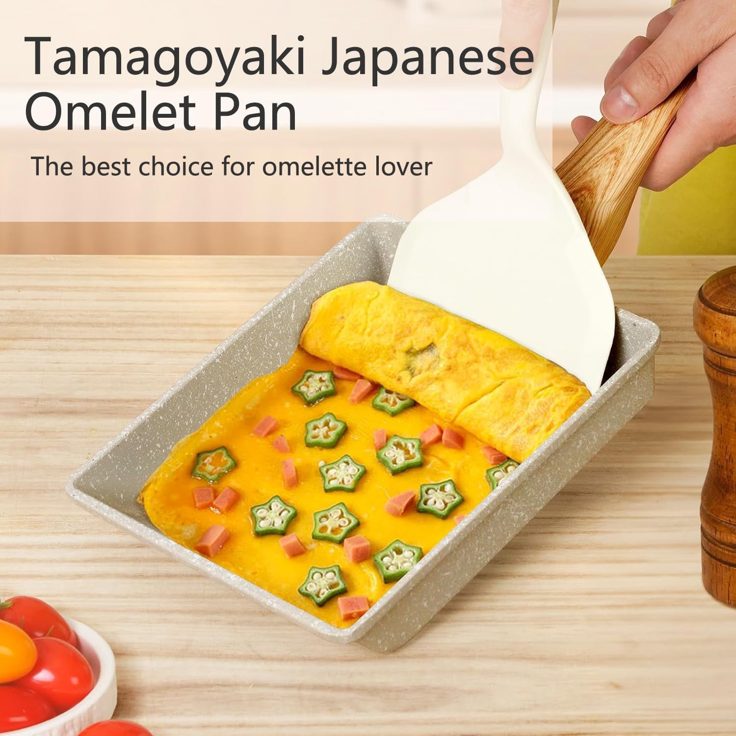 Tamagoyaki Pan,Japanese Omelette Pan,White Egg Pan, Non Stick Rectangle Pan,Small Frying Pan 6 X 7 Inch