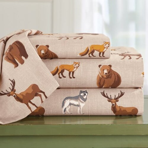 Cotton Novelty Printed Wildlife Bedding Sheet SetKingMulti Walmart