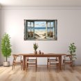 thumbnail image 2 of Vintage Blue Window Seaside Butterfly Beach Framed Canvas Wall Art Prints for Living Room Bedroom Bathroom Home Decor, Ready to Hang12"L x 8"W, 2 of 10