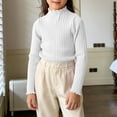 thumbnail image 4 of Girls' Mock Neck Ruffle Trim Ribbed Knit Top Long Sleeve Slim Fit Stretchy Warm Sweater for School Matching 0-12 Years White 6-10 Years, 4 of 6