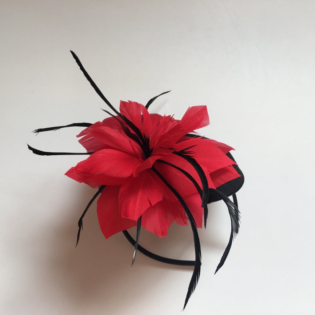 Women Sinamay Feather Flower Pillbox 