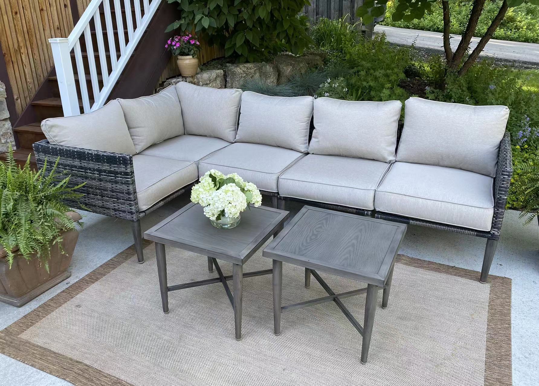 Donglin Outdoor Patio Furniture Sutton Creek 7-Piece Steel Sectional Sofa PE Wicker Rattan Set,Gray - image 16 of 16