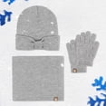thumbnail image 2 of HNMKIU Autumn Winter Kids Hat Scarf 3-Piece Set Cozy Bow Design Baby Toddler Toddlers Warm Knit Accessories Boys Girls Outdoor Playwear Grey - One Size, 2 of 9