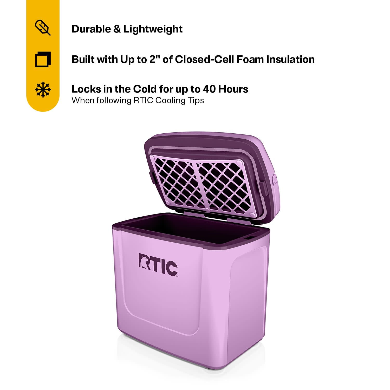RTIC 8 QT Hard-Sided Personal Cooler, Fits 12 Cans, Road Trip, Lavender/Plum