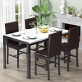 thumbnail image 4 of LTTROMAT 5 Piece Dining Table Set, Modern Faux Marble Tabletop and 4 PU Leather Upholstered Chairs, Small Dining Set for Bar Dining Room Breakfast Nook, White, 4 of 12