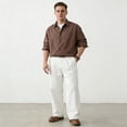 thumbnail image 2 of GINGTTO Men's Breathable Linen Pants - White Relaxed-Fit Casual Trousers for Daily & Vacation, 2 of 5
