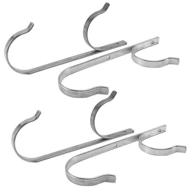 Support de Perche de Piscine Premium 4 Pcs Ensemble de Supports en Aluminium, Crochets Parfaits pour Perches Télescopiques, Écumoires, Râteaux à Feuilles, Filets, 4 x Support de Perche de Piscine 8 x Vis, Argent