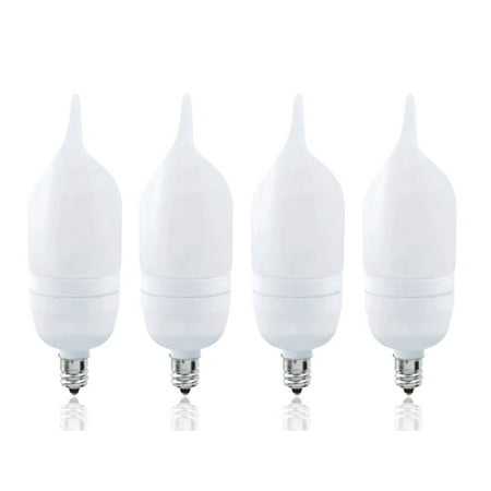 Twisted Candle Bulb Luxrite LR22052 (4-Pack) 7-Watt CFL Candle Flame Tip Bulb, Equivalent To 25W Incandescent, Cool White 4100K, 300 Lumens, E12 Candelabra Base ()