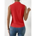 thumbnail image 4 of Womens Pleated Tank Tops V Neck Casual Sleeveless Blouses Summer Basic Vest Shirt Red XXL, 4 of 5