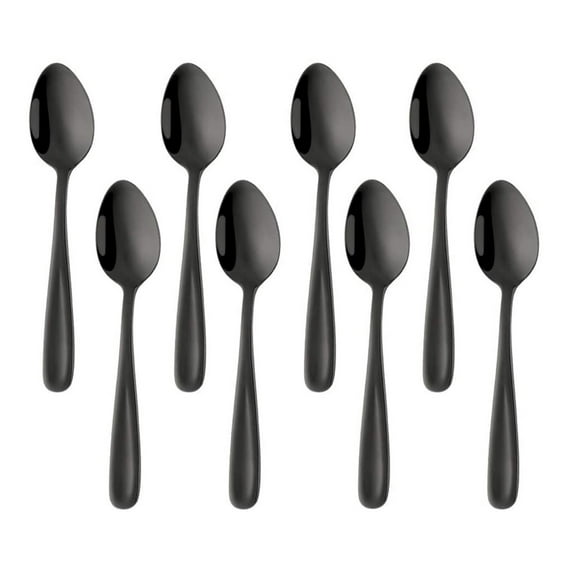 Snmubt Teaspoon Set 8PCS Stainless Steel Coffee Spoons Mocha Spoons Cake Spoons (Black)