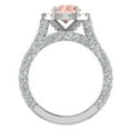 thumbnail image 3 of Morganite Wedding Ring Set 18K White Gold Halo Rings for Women 7.40 MM 5.15 Carat ( G , VS1 ), 3 of 5