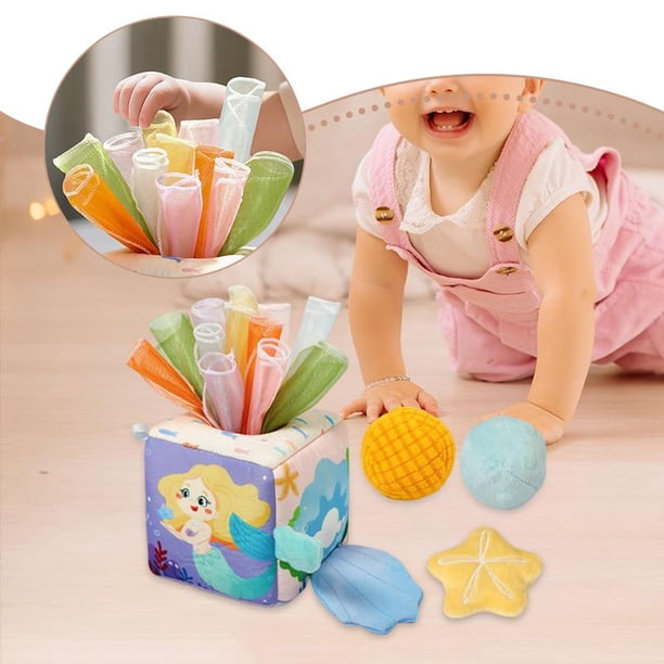 Caja de pañuelos para bebé, juguete educativo, regalos de cumpleaños, desarrollo sensorial preescolar, juguete de aprendizaje temprano para niños