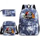 thumbnail image 1 of Three-piece schoolbag casual backpack for boys and girls students with printed large capacity outdoor backpack, 1 of 1