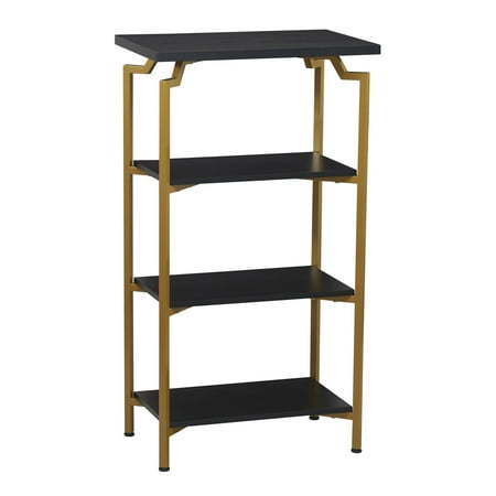Household Essentials Crown Modern 4-Tier Wood Shelf, Black Oak