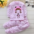 thumbnail image 2 of Vunhao Girls Pajama Sets on Clearance, Long Sleeve Crewneck Thermals and Cute Print Sleepants Cotton Boys and Girls 2Pc on Sale Purple Size 6 Months, 2 of 3