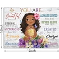 thumbnail image 2 of African American Girl Wall Art Fashion Black Girl Portrait Canvas Picture You Are Beautiful Bible Poster for Girl''s Bedroom Home School Nursery Decor Inspirational Gift 12"x16", 2 of 6