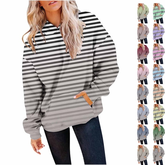 Fashion Pullover Hoodies for Women Trendy Oversize Loose Fitting Solid Color Long Sleeved Hoodie Sports Top