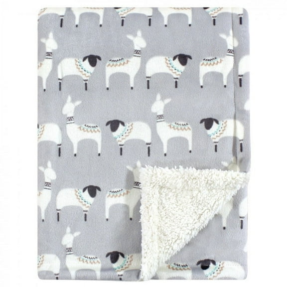 Hudson Baby Unisex Baby Plush Mink and Faux Shearling Blanket, Aztec Llama, One Size