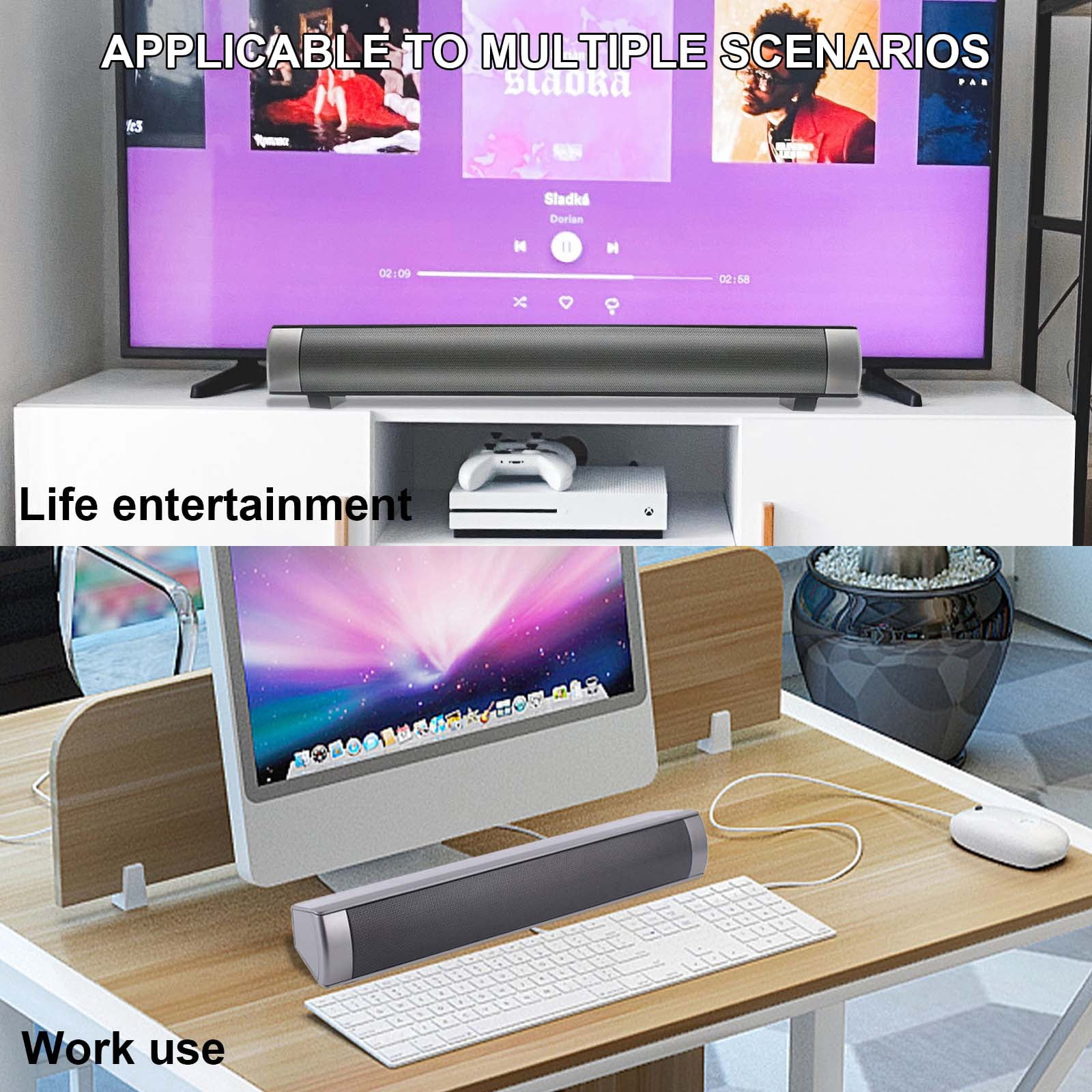 Sound bars Bluetooth Speaker for TV Computer Phone Support TF Music AUX Handsfree Calls Stereo Sound