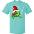 thumbnail image 3 of Inktastic Christmas Turtle in with Santa Hat and Snowflakes T-Shirt, 3 of 5