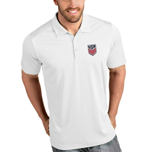 Men's Antigua White USMNT Tribute Polo