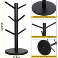 thumbnail image 7 of Coffee Mug Rack, Coffee Tree Mug Holders Countertop, Sturdy Wood Coffee Tree Mug Holder Stand with 6 Hooks, Non-Slip Mug Rack for Home Storage and Organizer, Black, 7 of 7