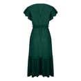 thumbnail image 6 of Kaemgyyd Chiffon Dress for Women Wrap V Neck Ruffle Short Sleeve Midi Dress Casual Loose Belt A-Line Flowy Beach Vaction Dress, 6 of 6