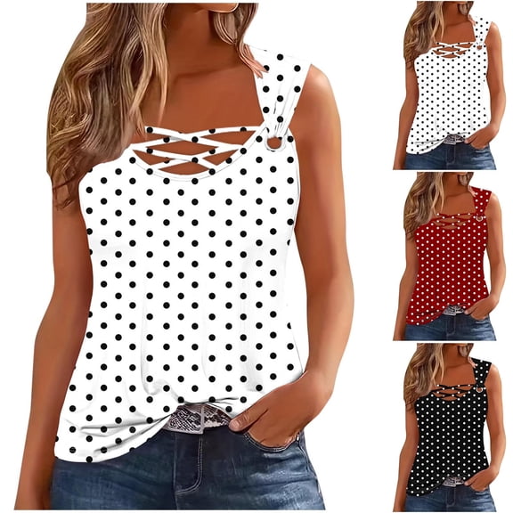 Women's Printed Sleeveless Camisole Loose Tank Top T-Shirt Tee Breathable Lightweight Casual Summer Beach Vacation | CSEONE,Black XL
