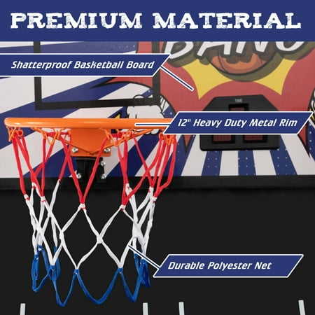 Costway - Dual Shot Basketball Arcade Game with 8 Game Modes Arcade Sound Electronic Scoring - White