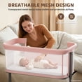 thumbnail image 5 of LINLUX Baby Bassinet, 6-Height Adjustable Newborn Bedside Bassinet with Wheels, All-Sided Mesh, Pink, 5 of 7