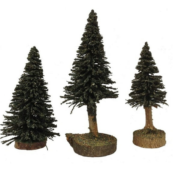 Realistic Christmas Trees German Wood Figurines Set of 3 Germany Scenery