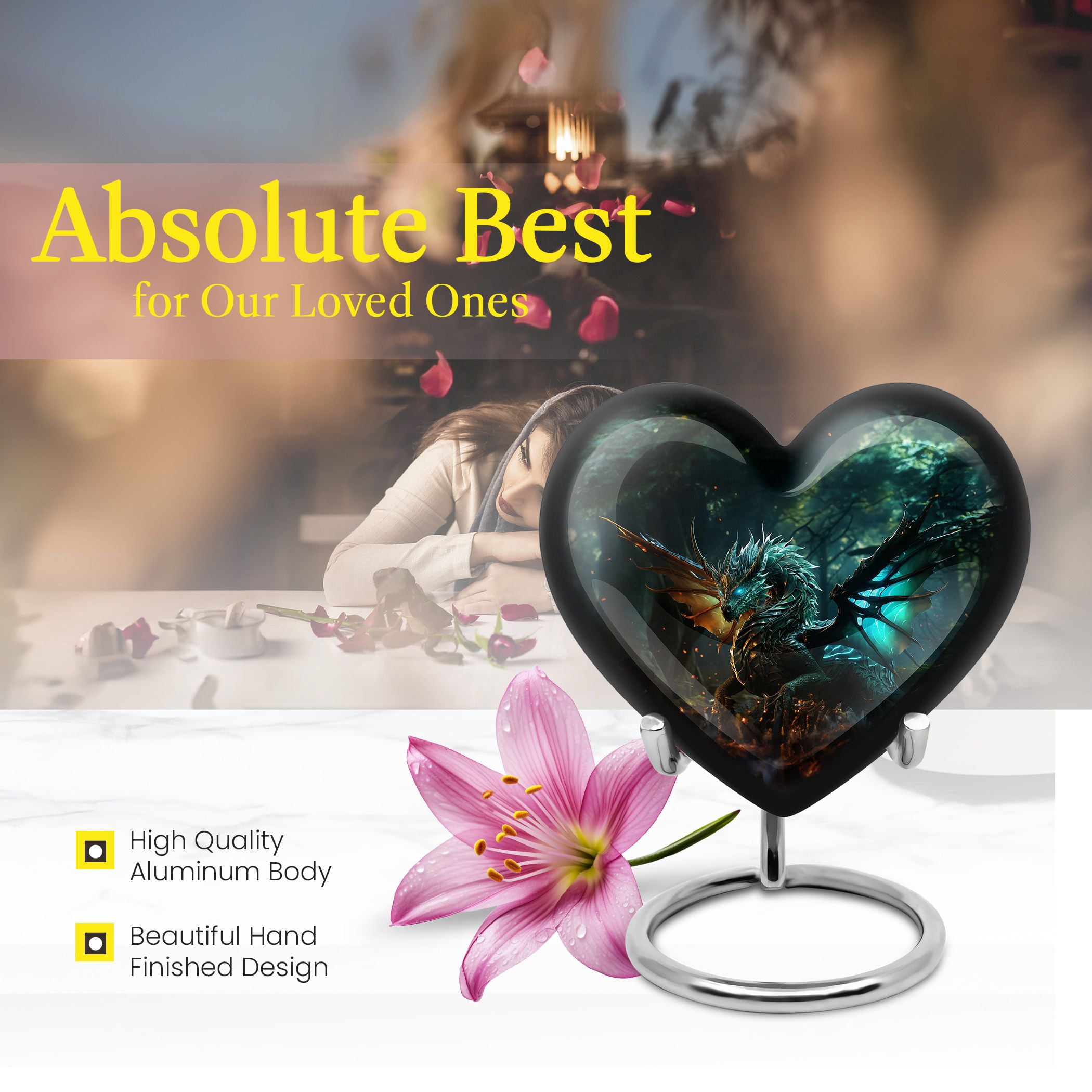 Dragon's Forest Mini Heart Urns For Human Ashes Keepsake - Urns For Women Human Ashes - Heart Urns For Human Ashes - Cremation Urns For Men - Keepsake Urns For Human Ashes Set Of 4 ( 3inch, 4pcs)