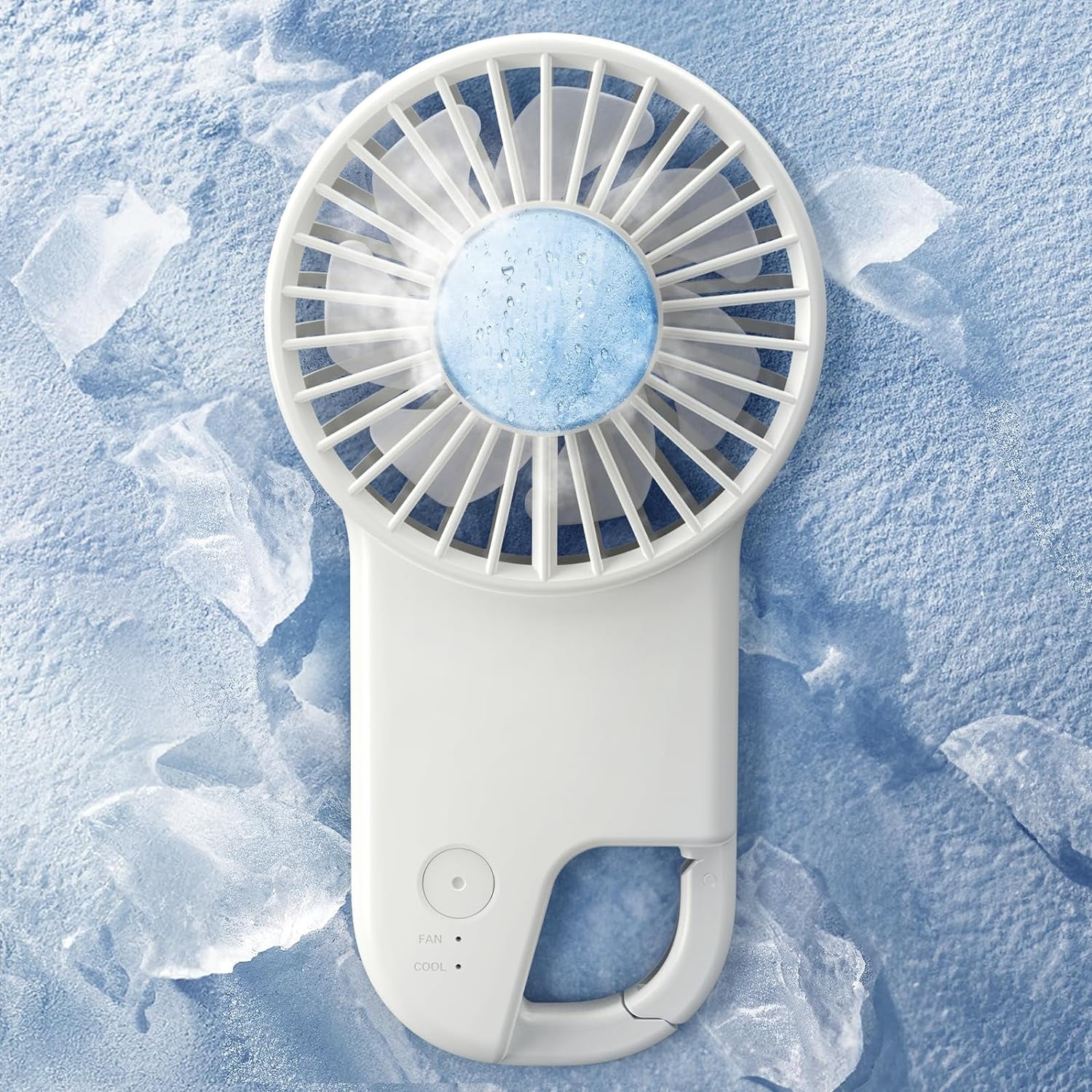 Koonie Cooling Handheld Fan, Battery Operated Fan with Hook, 3 Hours, Ice Cooling Mode, 3 Wind Speed, Portable Pocket Fan for Travel Indoor Outdoor