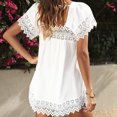 thumbnail image 4 of Blusas de encaje de verano para mujer, manga corta, cuello cuadrado, blusas fluidas, camisas para fiestas, playas, vacaciones, 4 of 6