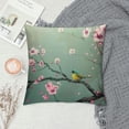 thumbnail image 2 of Qinduosi Throw Pillow Covers Bird Spring Blooming Flowers Green Background Square Pillowcases for Home Decor Sofa Car Bedroom Pillow case White, 2 of 5