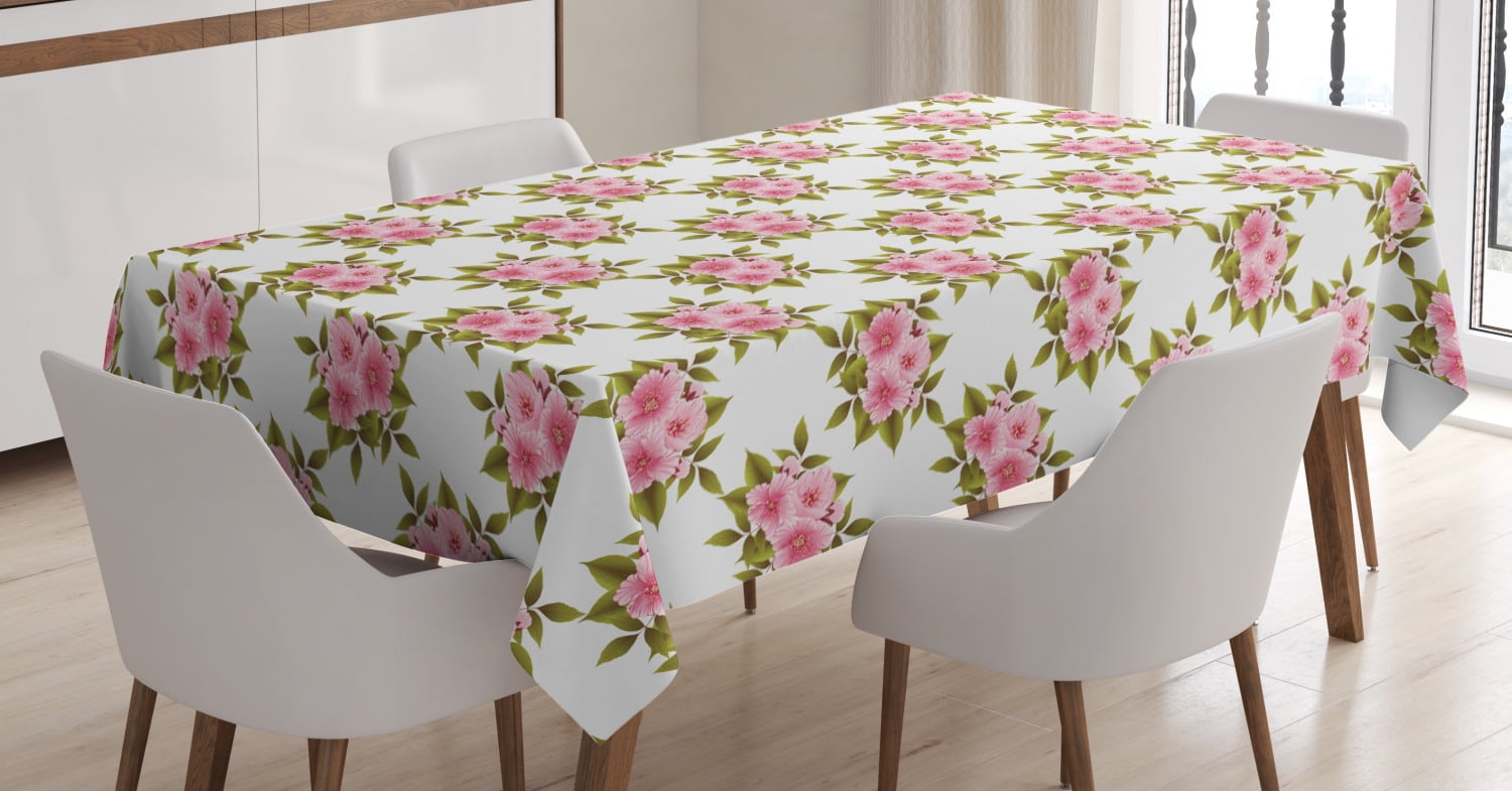 Japanese Tablecloth, Blossoming Sakura Flowers Coming of the Spring