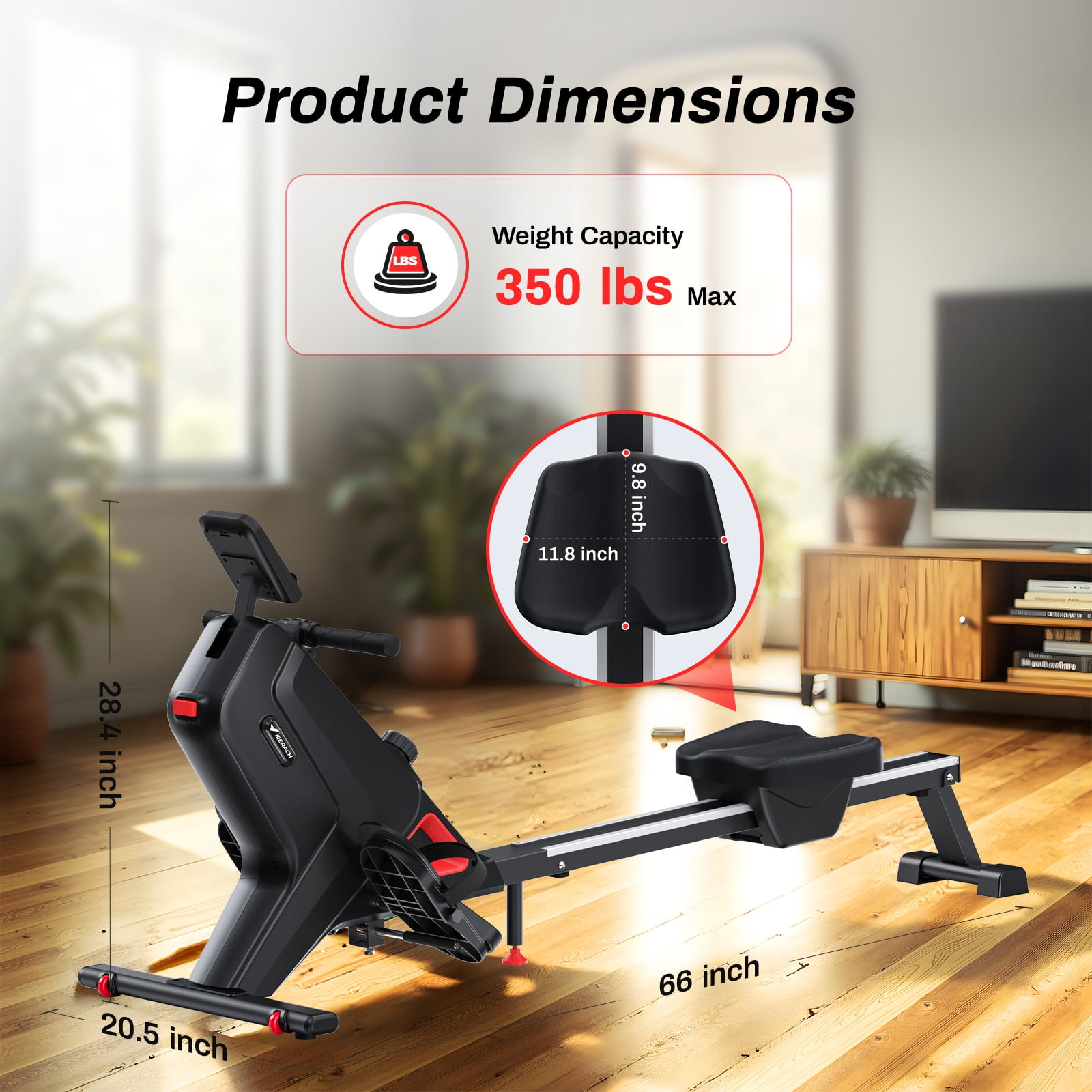 MERACH Magnetic Rowing Machines 350lbs Weight Capacity, Indoor Foldable with 16 Levels Resistance for Home Workout