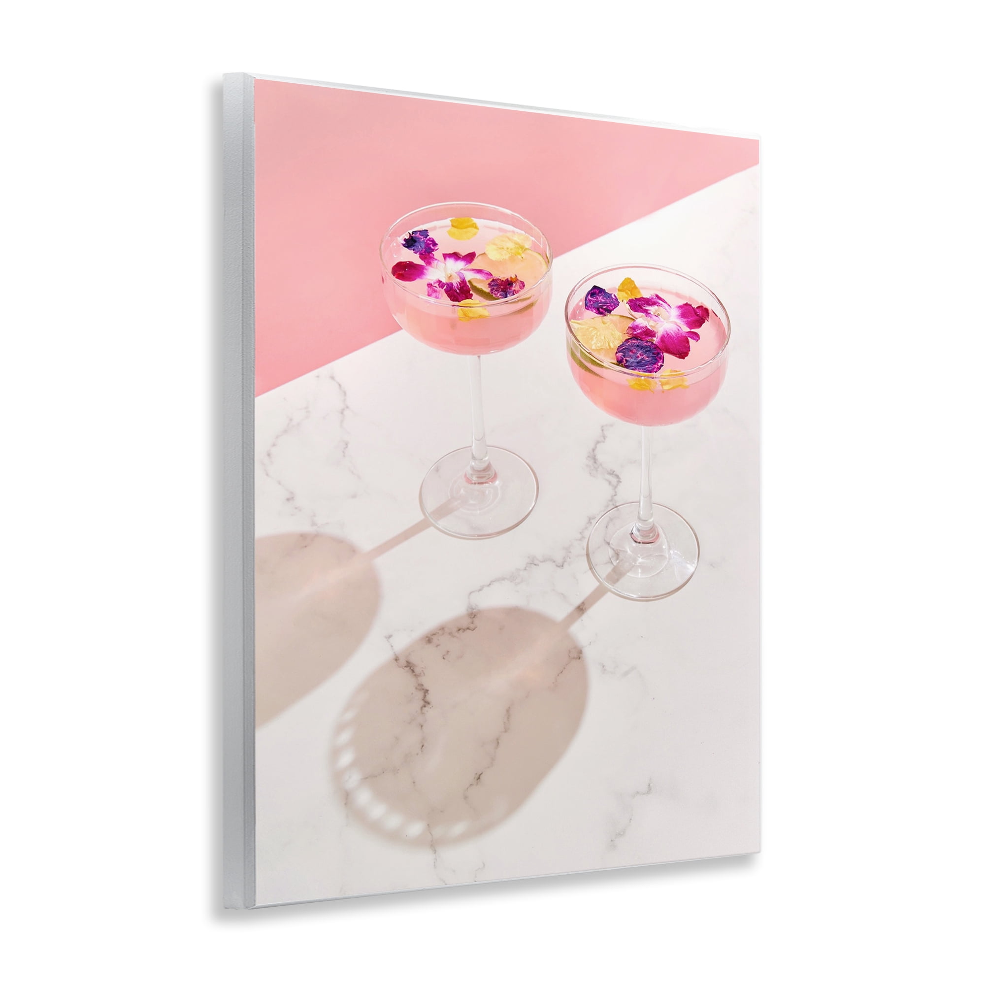 Stupell Industries Pink Floral Cocktails Food & Beverage Painting Unframed Art Print Wall Art, 11 x 14