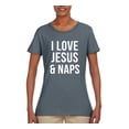 thumbnail image 2 of Wild Bobby I Love Jesus & Naps Inspirational/Christian Women Graphic Tee, Charcoal, Medium, 2 of 6