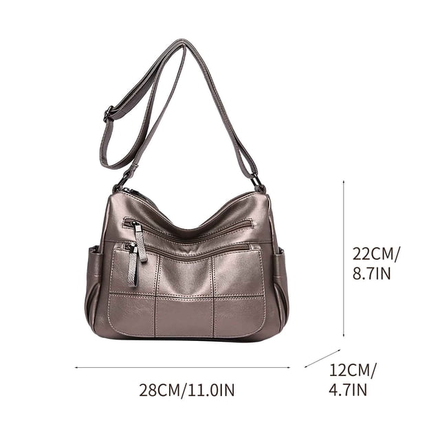 New One Shoulder Crossbody Bag Leather Large Capacity Multi Compartment Women Bag