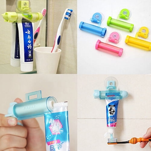 Manual Rolling Squeezer Toothpaste Tube Dispenser Partner Holder Sucker Hanging 