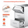 thumbnail image 3 of KFFKFF Exterior Cooking Space Drawers, Dimensions 16.5"W x 29"H x 20.5"D, Triple Entry Drawers, Stainless Steel Inset Cabinets, BBQ Island Storage Drawers with Paper Towel Dispenser & Handle, 3 of 9
