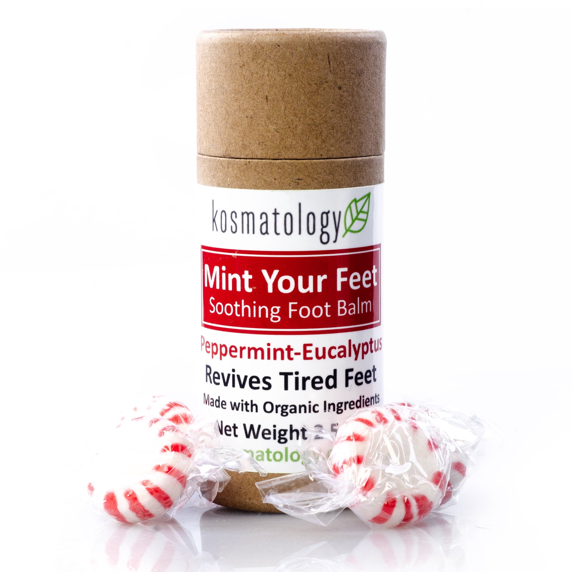 Kosmatology® Peppermint Eucalyptus Foot Balm – Mint Your Feet | Solid Moisturizer for Dry Cracked Heels & Rough Feet | Organic, Non-Toxic, Cruelty-Free Foot Balm – 2.5 oz