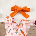 thumbnail image 5 of Curuila Girls Bodysuit Bow Cartoon Print Sleeveless Romper Suspenders Spring Summer Clothes Orange Size 12-18 Months, 5 of 6