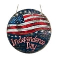 thumbnail image 2 of Yeciiwht American Flag Wooden Wall Decor for Porch, 4th of July Patriotic Round Sign, Independence Day Farmhouse Hanging, 2 of 7