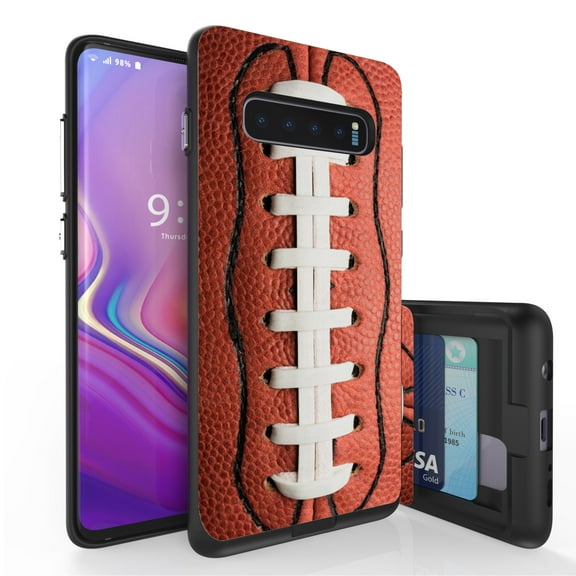 Galaxy S10  Case, Duo Shield Slim Wallet Case   Dual Layer Card Holder For Samsung Galaxy S10  [NOT S10 OR S10e] (Released 2019) Football